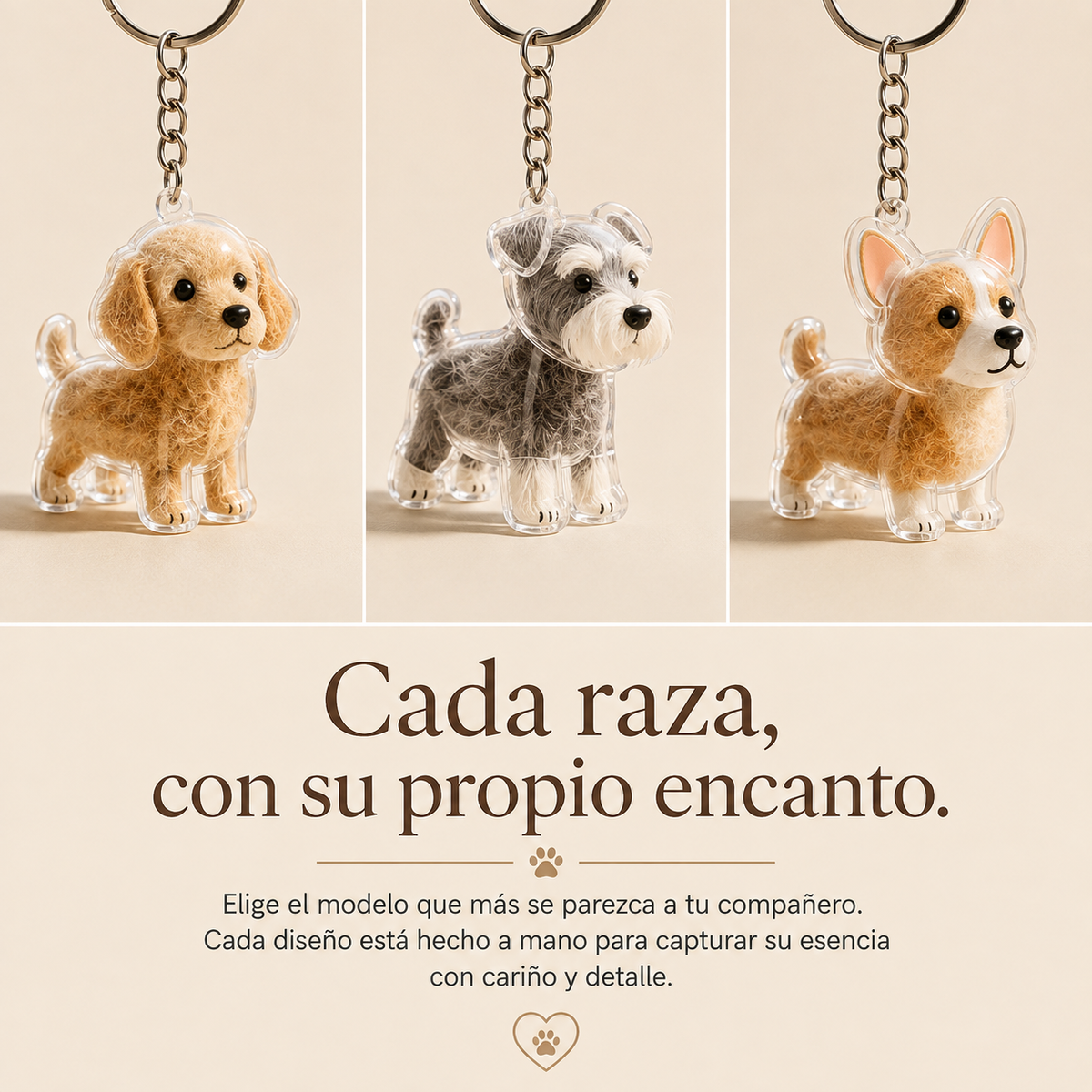 Llavero para Recuerdos Con el Pelo de tu Mascota